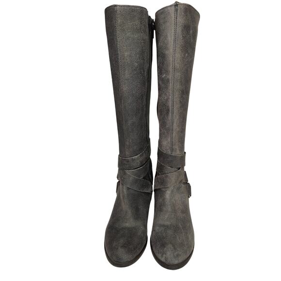 Vintage leather Y2K Fergie biker knee high Boots Sz 8 - Picture 2 of 9